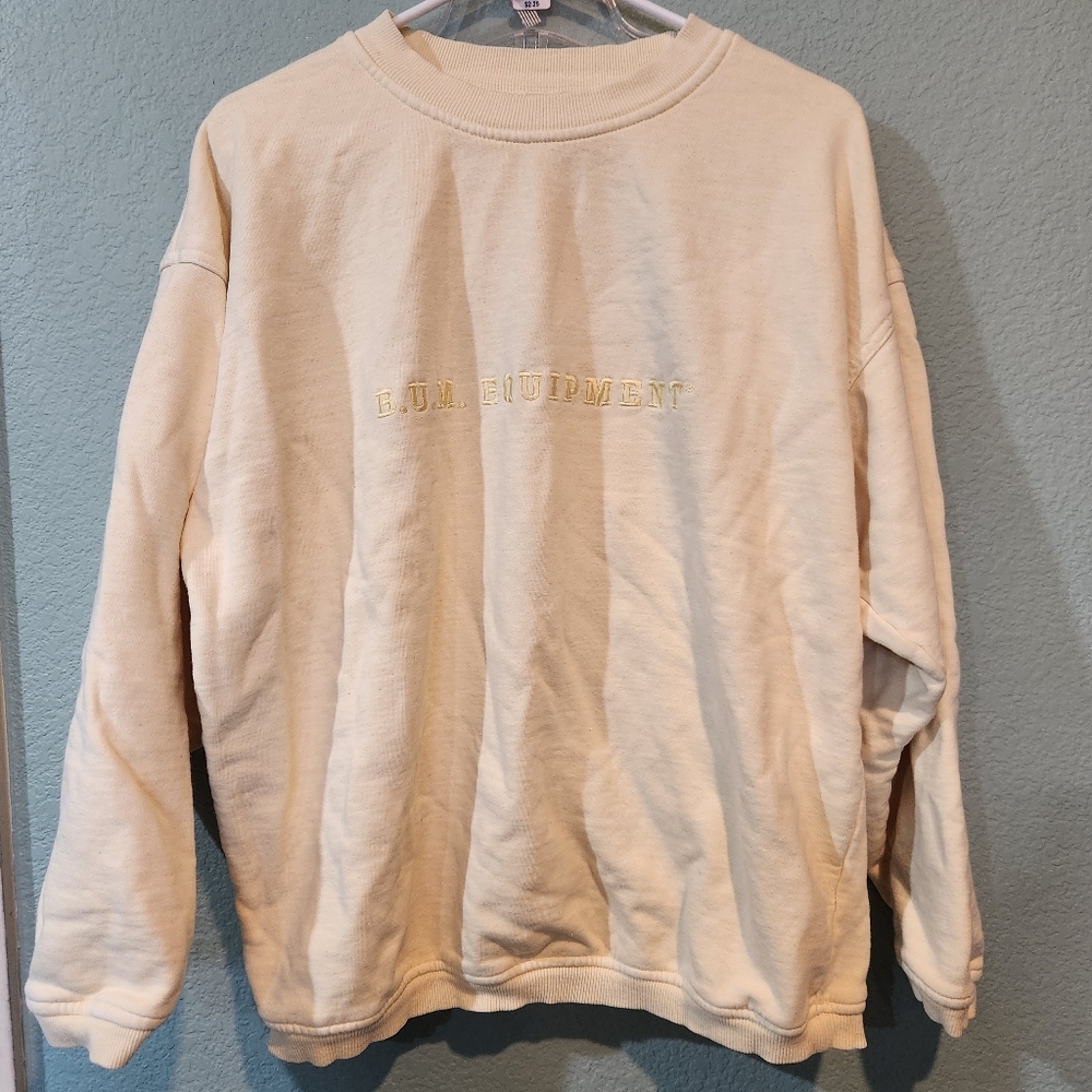 VTG 90s BUM Equipment Crewneck Sweatshirt Mens Spell Out B.U.M. Embroider Sz Med